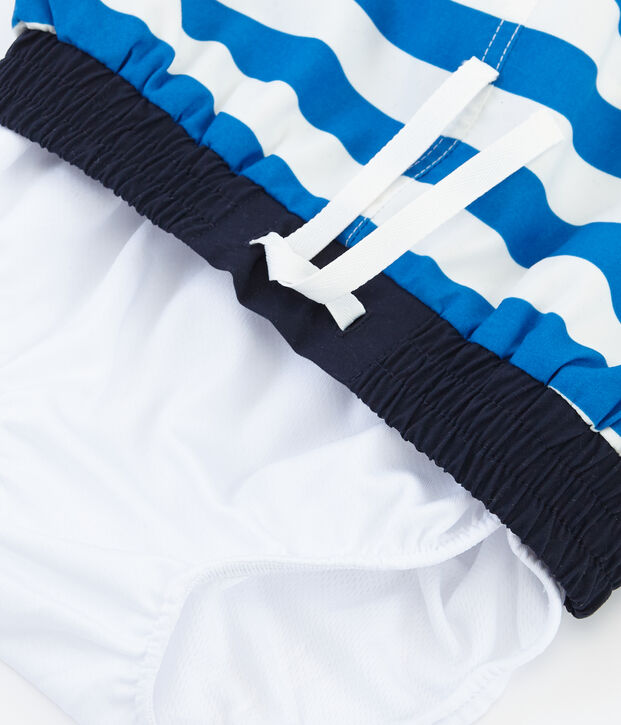 Shorts de playa infantiles para ni&ntilde;o azul/blanco