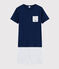 Pijama corto liso de canalé unisex azul MEDIEVAL/gris POUSSIERE