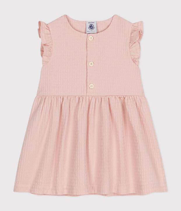 Vestido sin mangas de algod&oacute;n fa&ccedil;onn&eacute; para beb&eacute; rosa