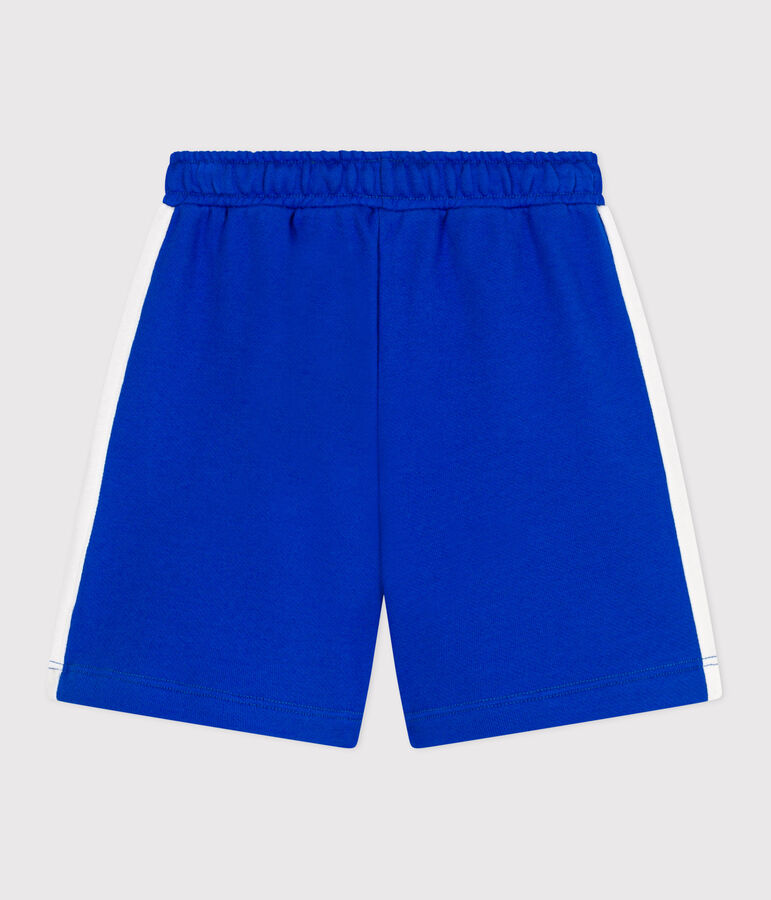 Bermudas cortas infantiles de algod&oacute;n liso azul