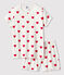 Pijama corto de algodón de niña con corazones blanco MARSHMALLOW/rojo TERKUIT