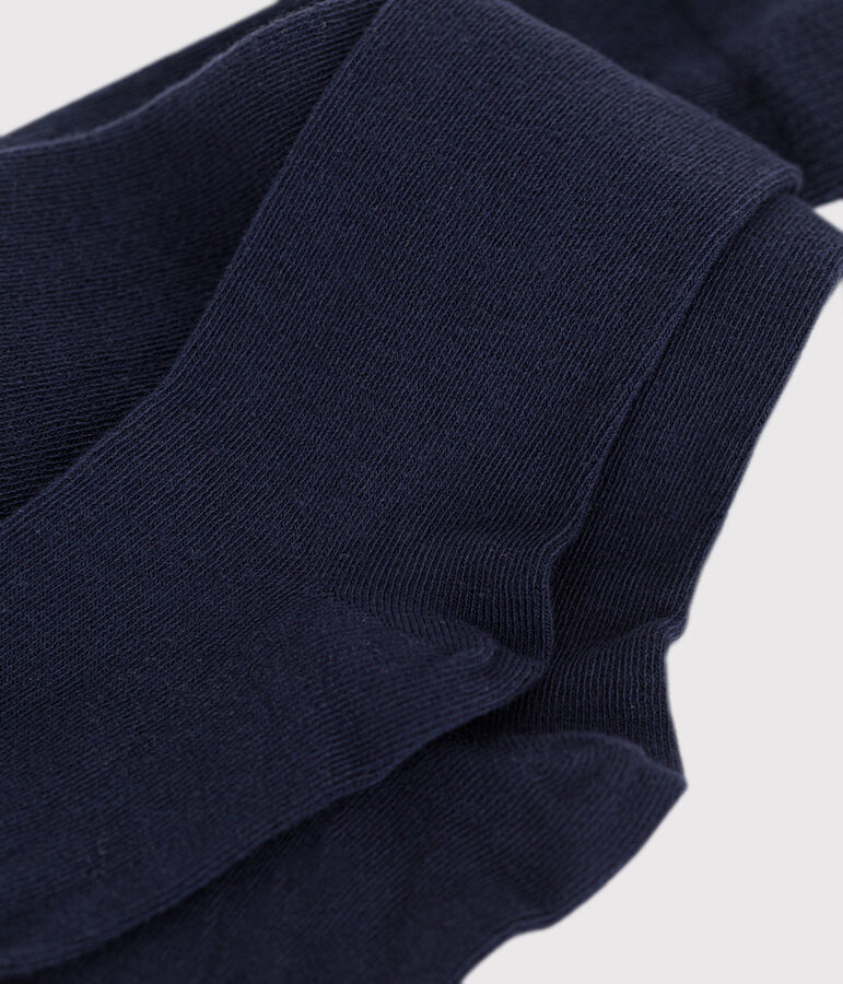 Leotardos infantiles lisos de algod&oacute;n azul