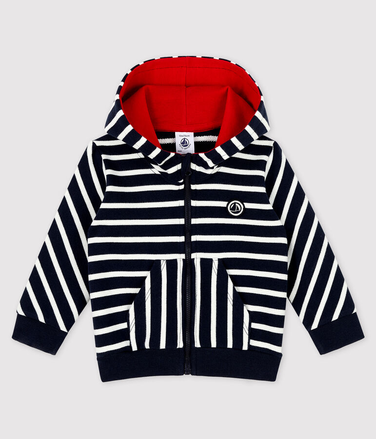 Sudadera con capucha para beb&eacute; ni&ntilde;o azul/blanco