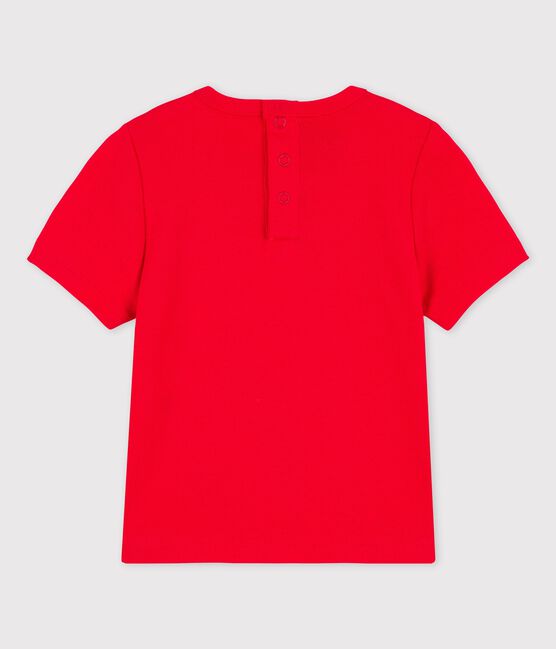 Camiseta de manga corta con motivo de algodón de bebé rojo PEPS