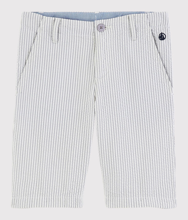 Bermudas de mil rayas de ni&ntilde;o gris/blanco