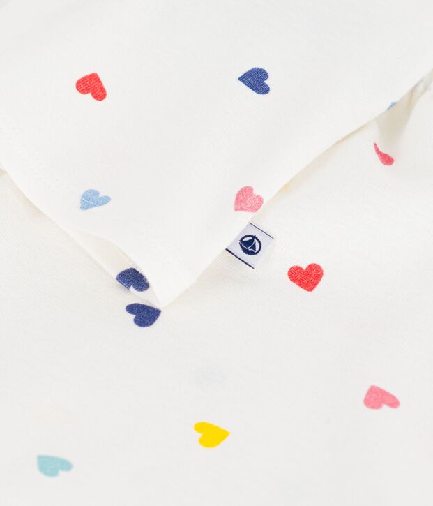 Pijama corto infantil de algod&oacute;n con tirantes y estampado de corazones blanco/multicolor