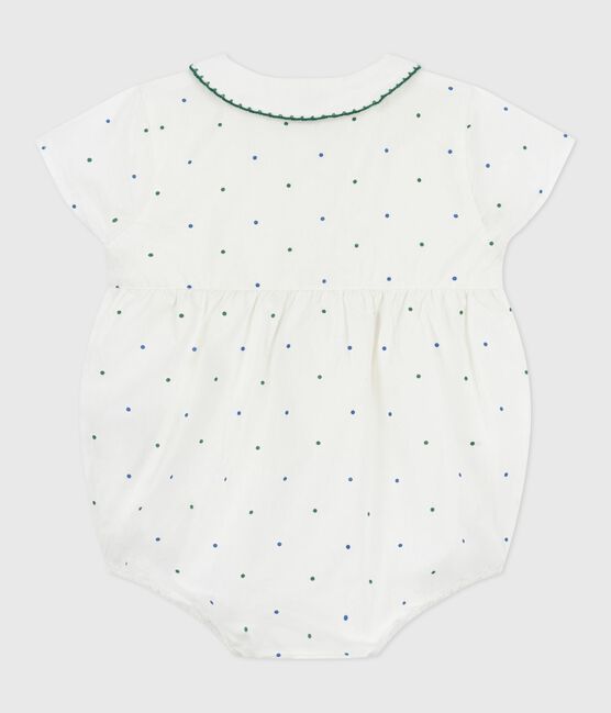 Pelele de algodón de manga corta con cuello y estampado de lunares para bebé blanco MARSHMALLOW/blanco MULTICO