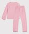 Pijama infantil de terciopelo con estampado de corazones rosa