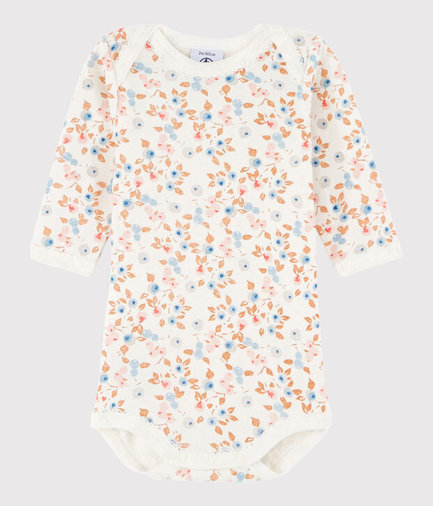Bodi de manga larga de beb&eacute; ni&ntilde;a blanco/multicolor