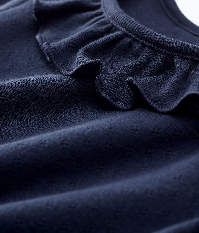 Blusa calada de manga corta de algod&oacute;n de beb&eacute; ni&ntilde;a azul