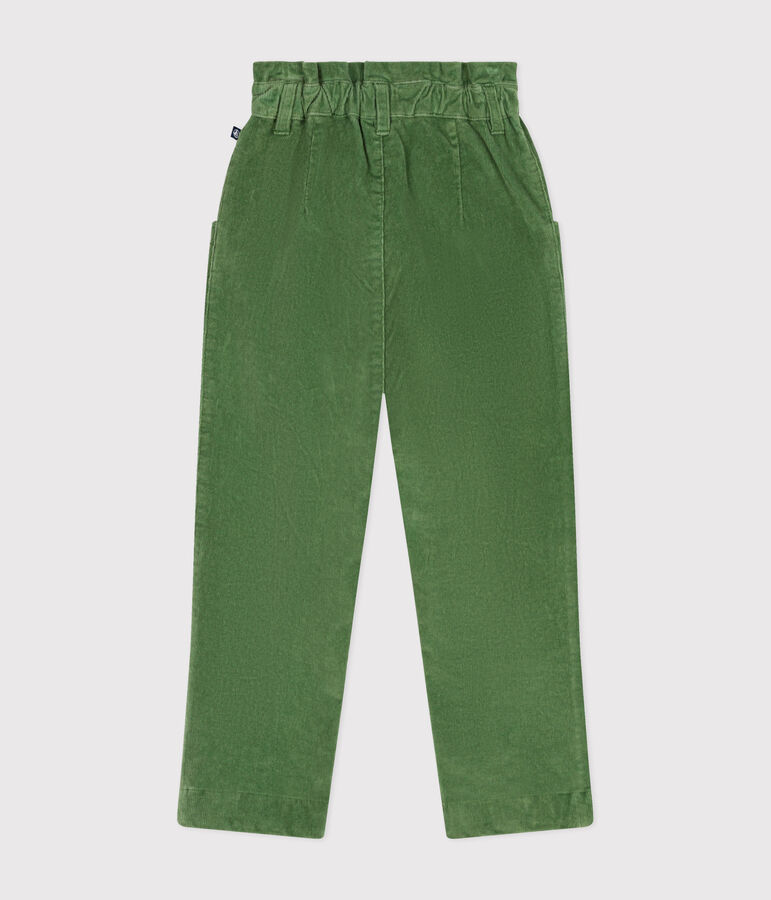 Pantal&oacute;n de terciopelo para ni&ntilde;a verde PALMERAIE