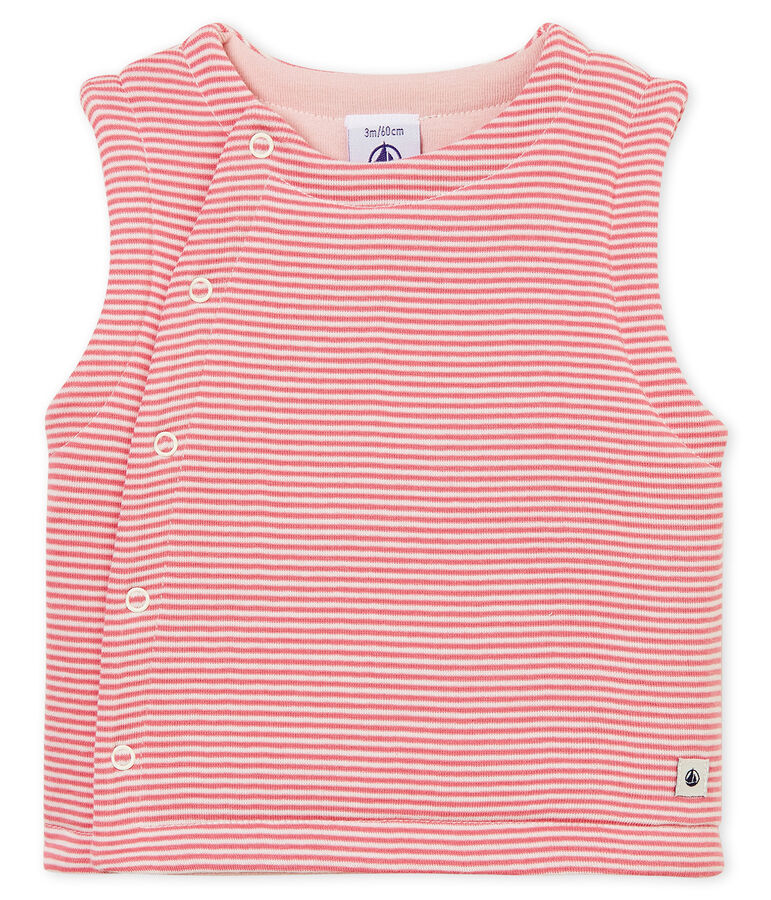 Chaleco de beb&eacute; en punto rosa/blanco