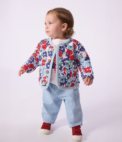 Chaqueta acolchada de algod&oacute;n para beb&eacute; con estampado de flores
