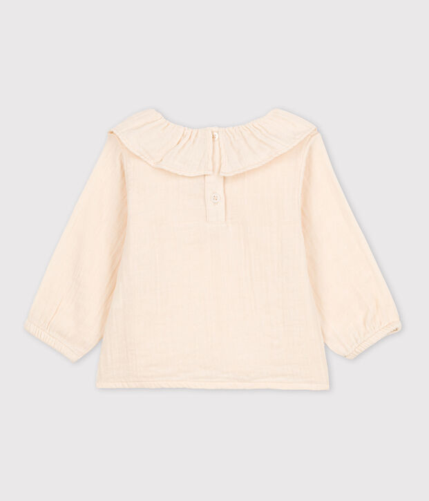 Blusa de manga larga de gasa de algod&oacute;n para beb&eacute; crudo