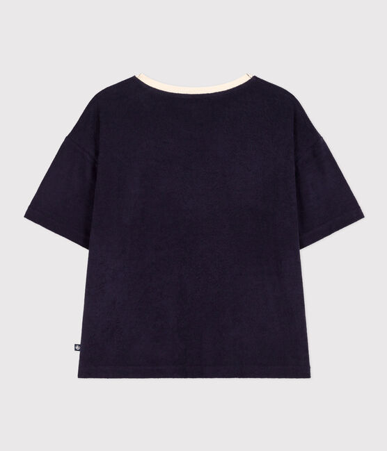 Camiseta la Boxy de algodón de esponja de mujer azul SMOKING