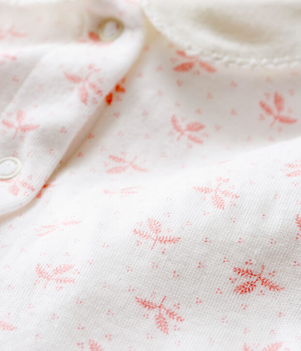 Pelele de tejido t&uacute;bico para beb&eacute; ni&ntilde;a blanco/rosa