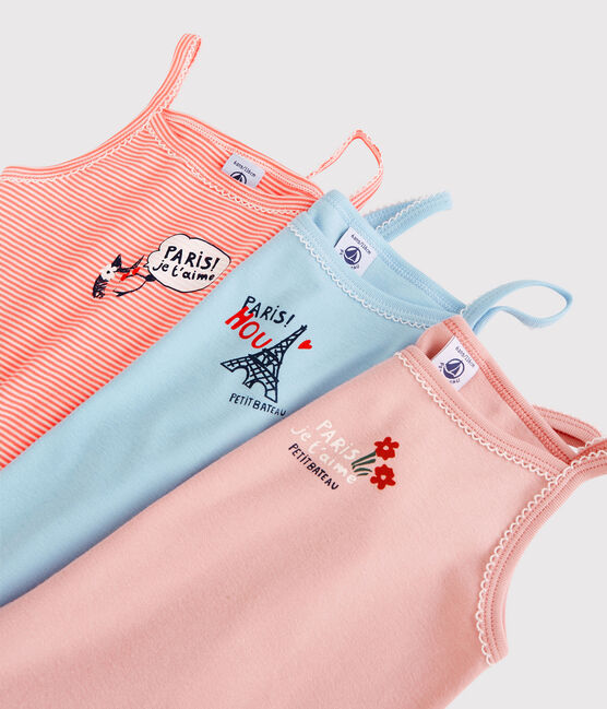 Juego de 3 camisas de tirantes con tema de París de niña de algodón variante 1