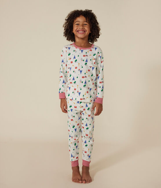 Pijama infantil de algodón con estampado de París blanco MARSHMALLOW/azul MEDIEVAL/ MULTICO