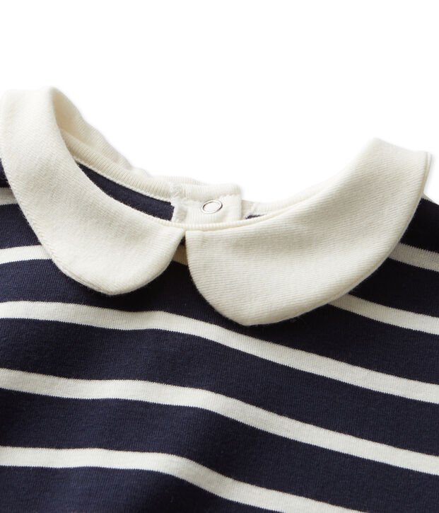 T-shirt fille manches longues ray&eacute; azul/blanco