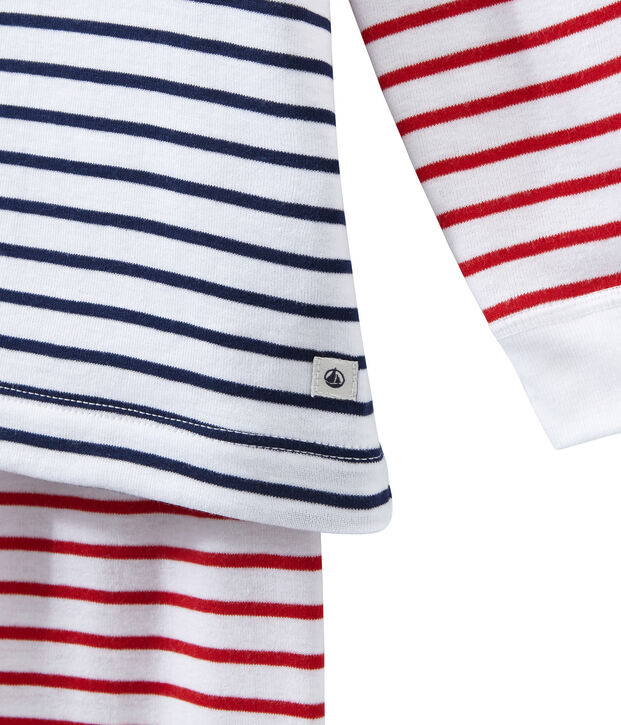 Pijama rayado para ni&ntilde;o blanco/multicolor