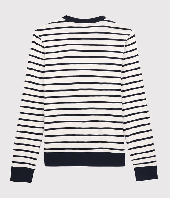 Camiseta marinera de algodón de mujer blanco MARSHMALLOW/azul SMOKING