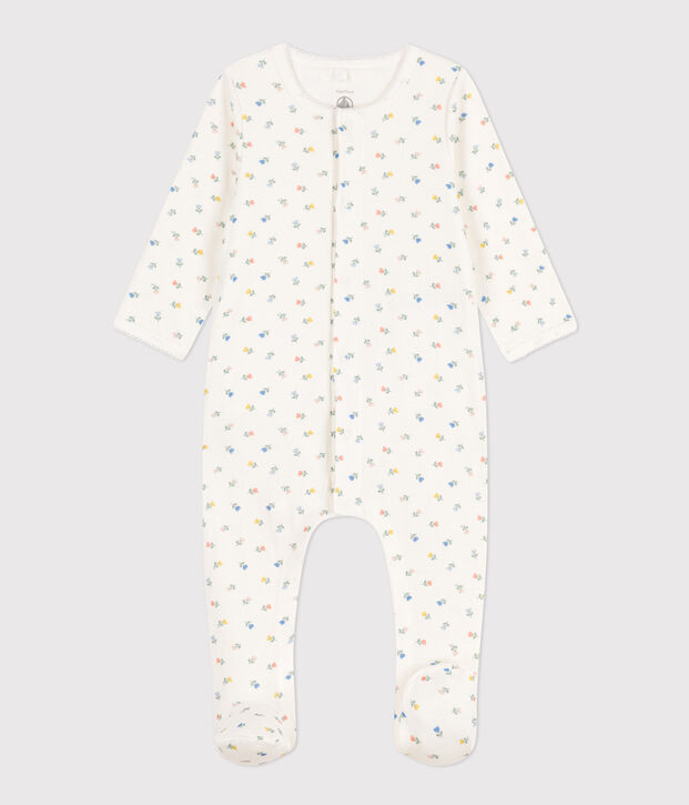 Bodyjama de algod&oacute;n con flores blanco/multicolor