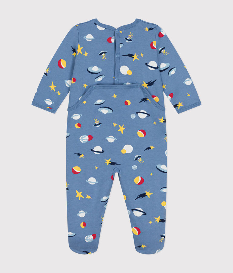 Pijama de felpa cepillada con estampado espacial para beb&eacute; azul/multicolor