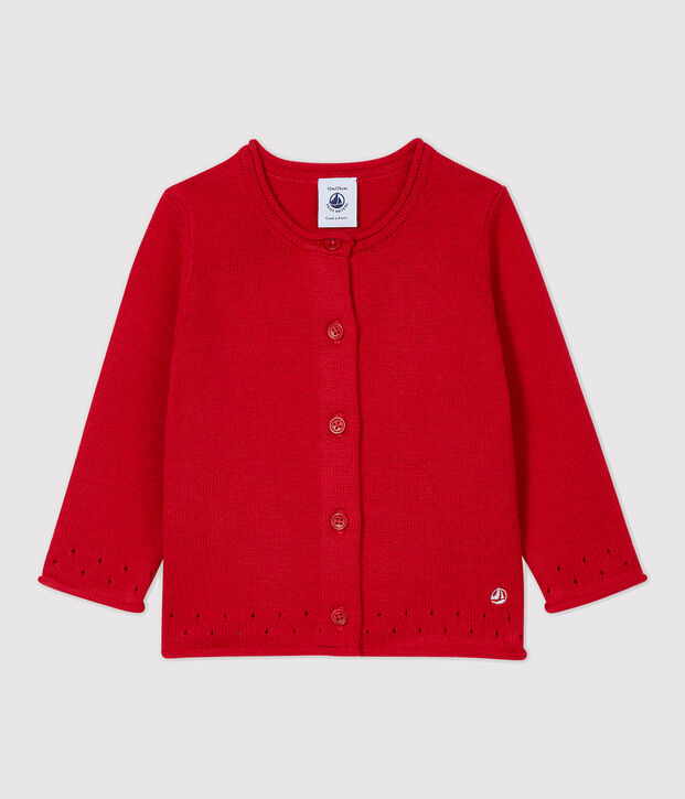 C&aacute;rdigan de punto de beb&eacute;. rojo