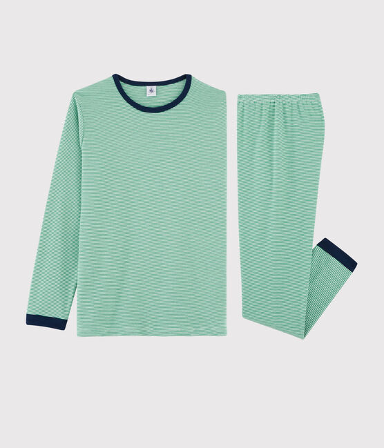 Pijama de mil rayas unisex con punto verde PRADO/blanco MARSHMALLOW