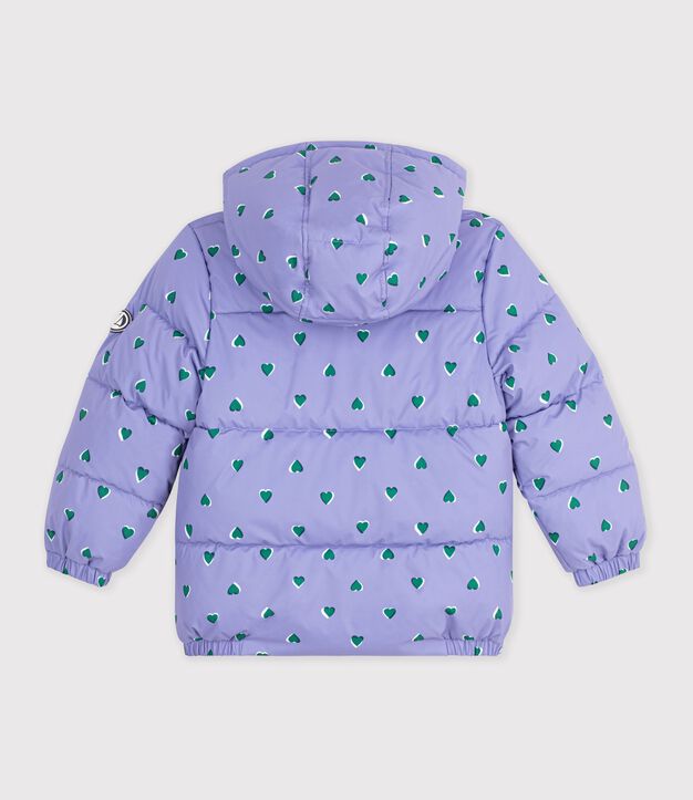 Plum&iacute;fero infantil con estampado de corazones violeta/multicolor