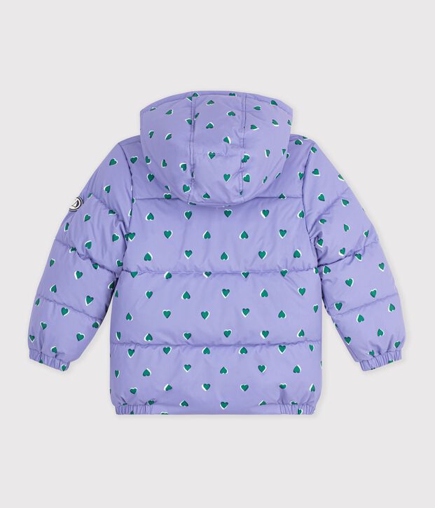 Plum&iacute;fero infantil con estampado de corazones violeta/multicolor