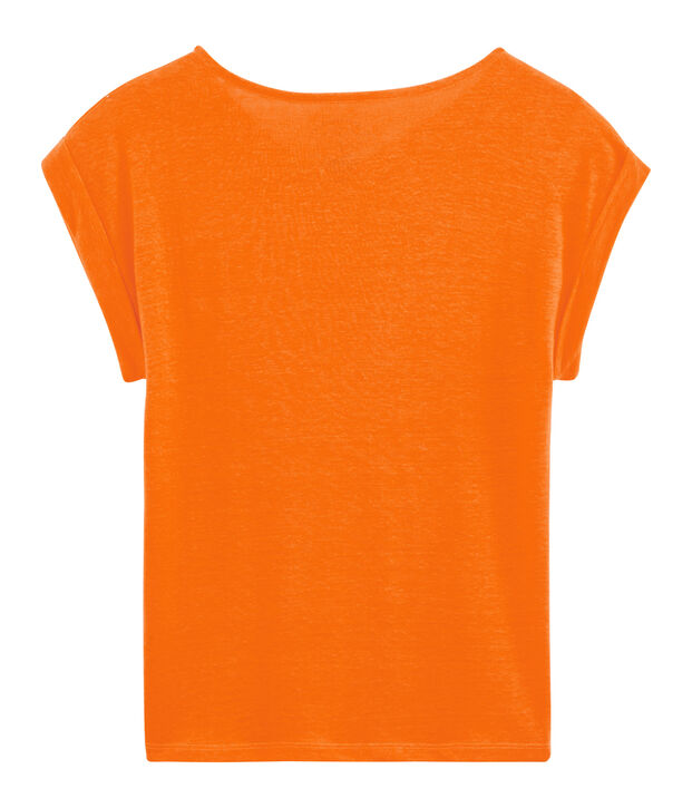 Camiseta de lino para mujer naranja