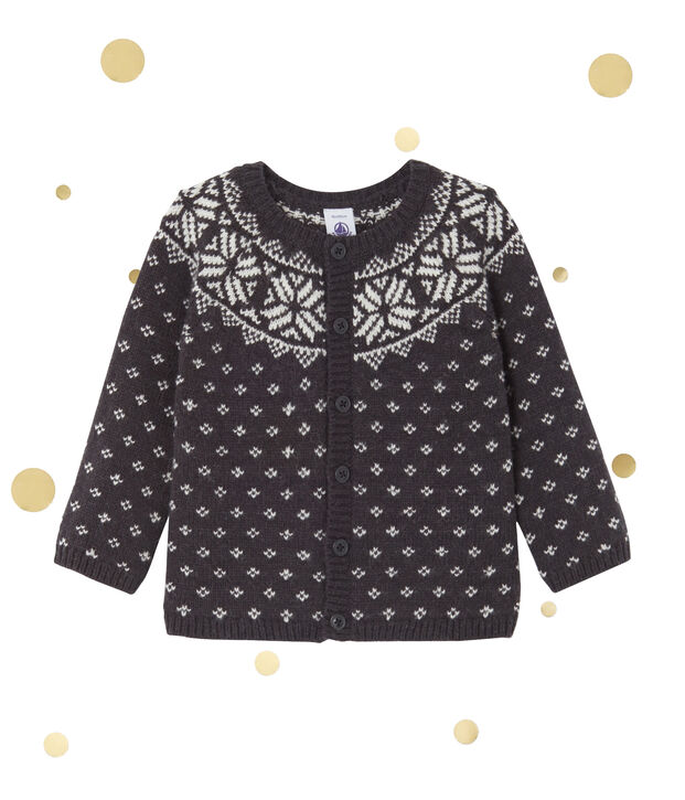 Cardigan de jacquard de beb&eacute; ni&ntilde;o en lana gris/multicolor