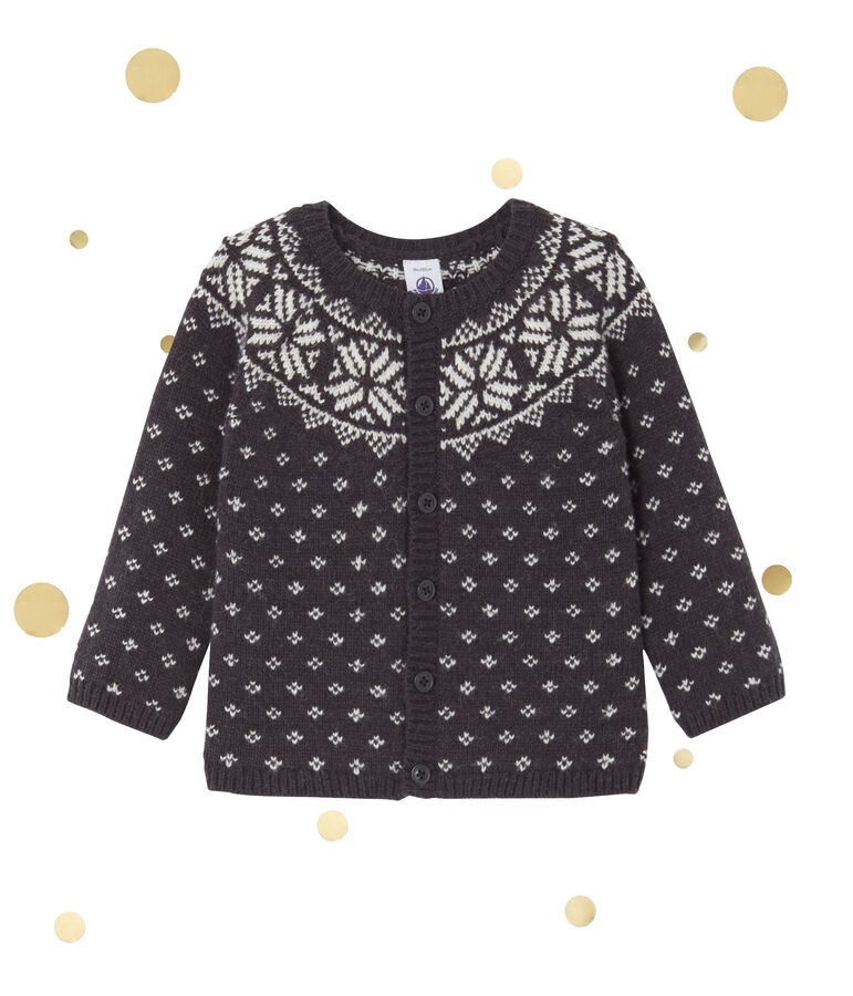 Cardigan de jacquard de beb&eacute; ni&ntilde;o en lana gris/multicolor