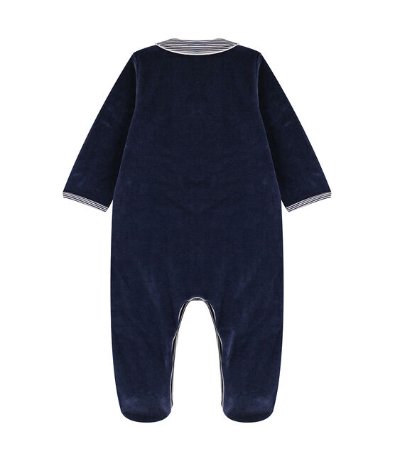 Pelele de terciopelo con cuello para bebé azul SMOKING