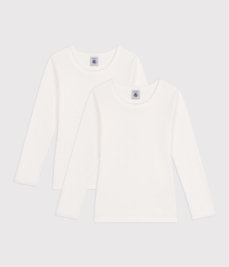 Lote de 2 camisetas blancas de manga larga de ni&ntilde;a multicolor