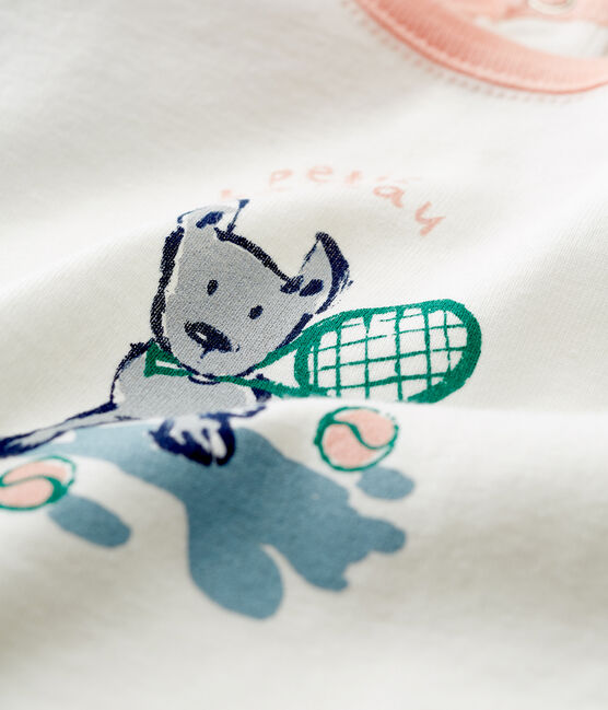 Camiseta manga corta con motivos para bebé niño blanco MARSHMALLOW/verde PINEDE CN