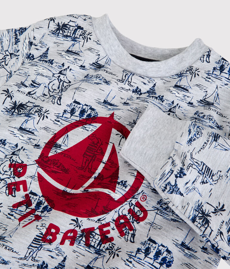 Sudadera de felpa de ni&ntilde;o gris POUSSIERE/blanco MULTICO