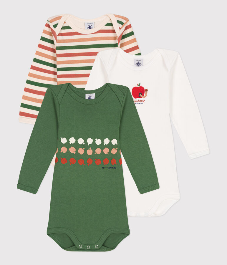 Juego de 3 bodys de algod&oacute;n de manga larga para beb&eacute; multicolor