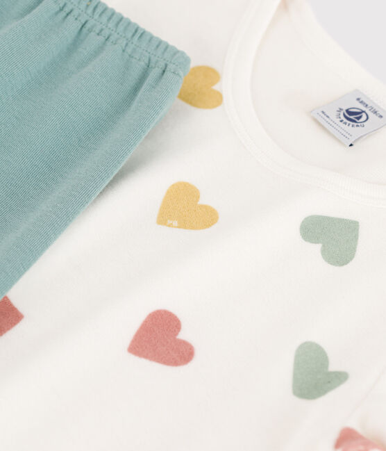 Camisón de terciopelo con corazón para niña blanco MARSHMALLOW/blanco MULTICO
