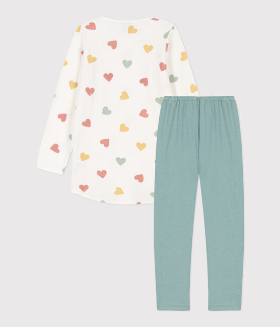 Camisón de terciopelo con corazón para niña blanco MARSHMALLOW/blanco MULTICO