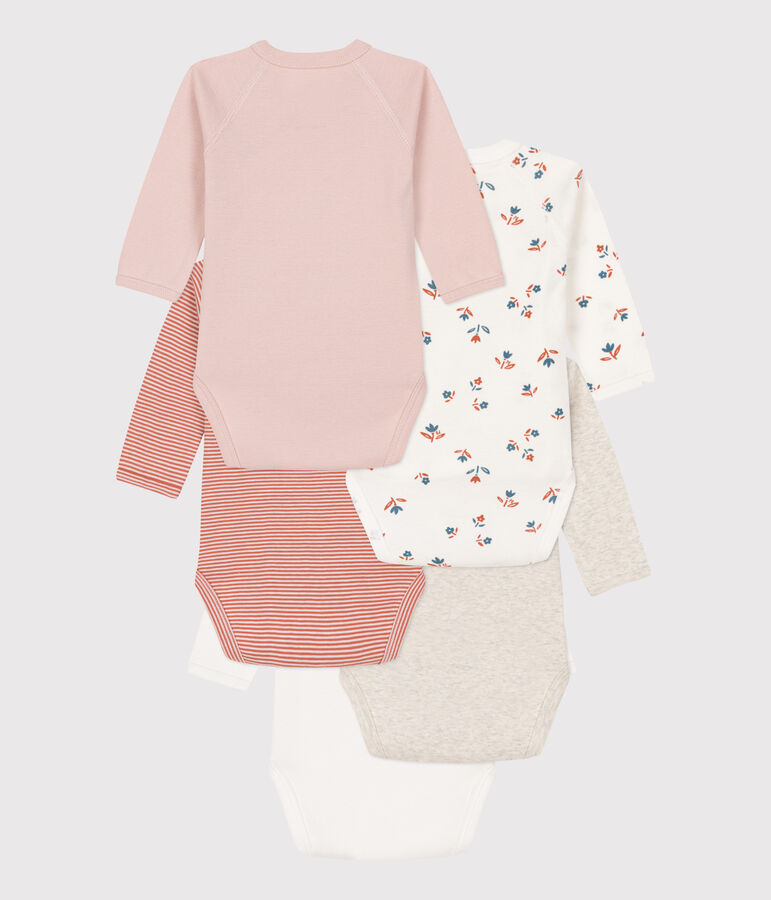 Juego de 5 bodis de manga larga de beb&eacute; de algod&oacute;n multicolor