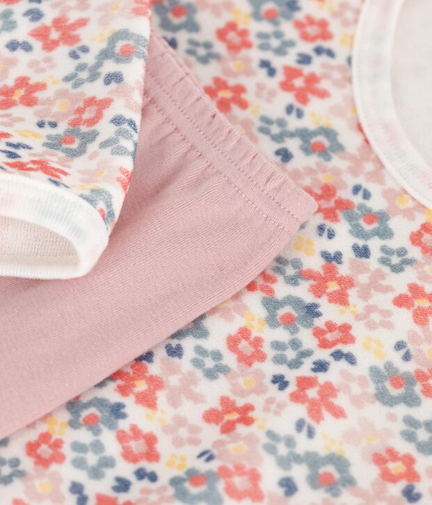 Camis&oacute;n y leggings infantiles de terciopelo con estampado de flores rosa/multicolor