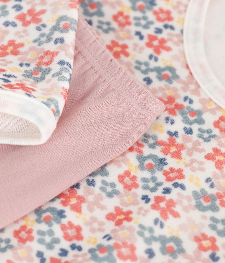 Camis&oacute;n y leggings infantiles de terciopelo con estampado de flores rosa/multicolor