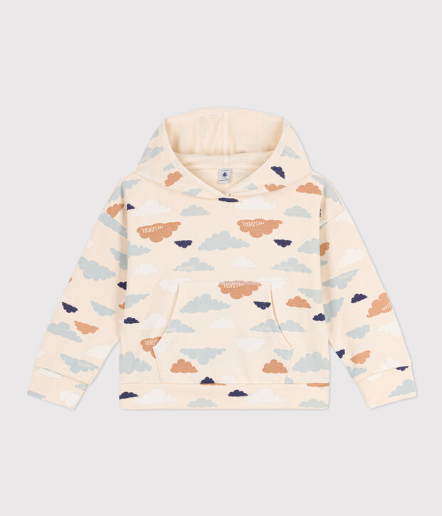 Sudadera de mulet&oacute;n afelpado con capucha para ni&ntilde;o/ni&ntilde;a crudo/multicolor