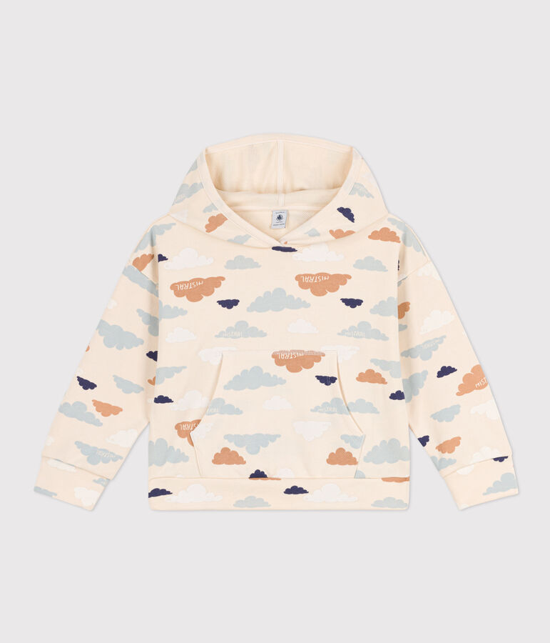 Sudadera de mulet&oacute;n afelpado con capucha para ni&ntilde;o/ni&ntilde;a crudo/multicolor