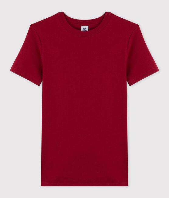 Camiseta de cuello redondo emblemática de algodón de mujer rojo SANGRIA