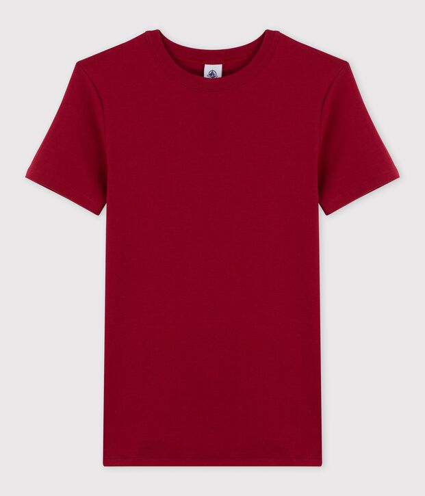 Camiseta de cuello redondo emblem&aacute;tica de algod&oacute;n de mujer rojo