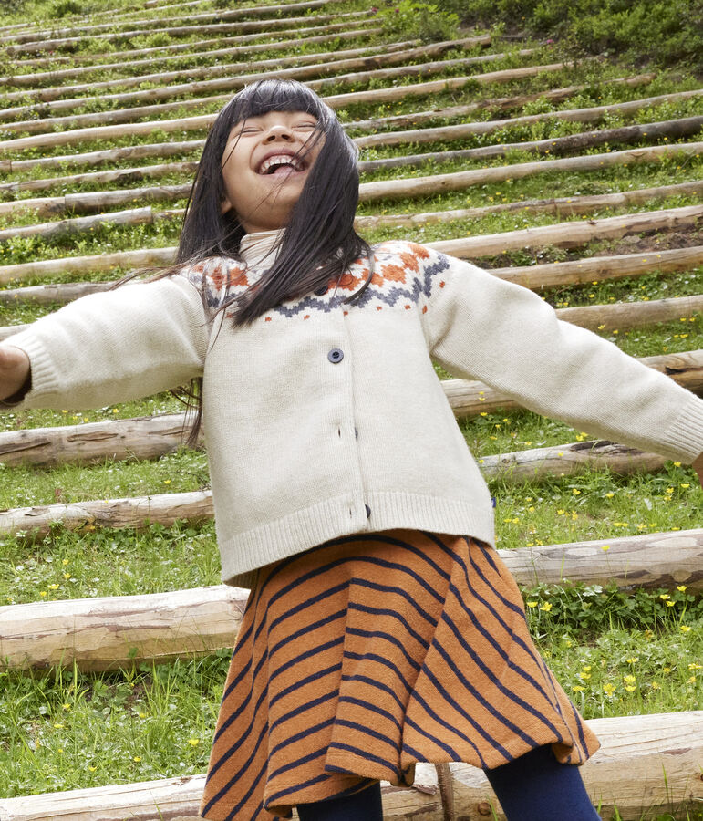 C&aacute;rdigan de jacquard de lana y algod&oacute;n de ni&ntilde;a beige/multicolor