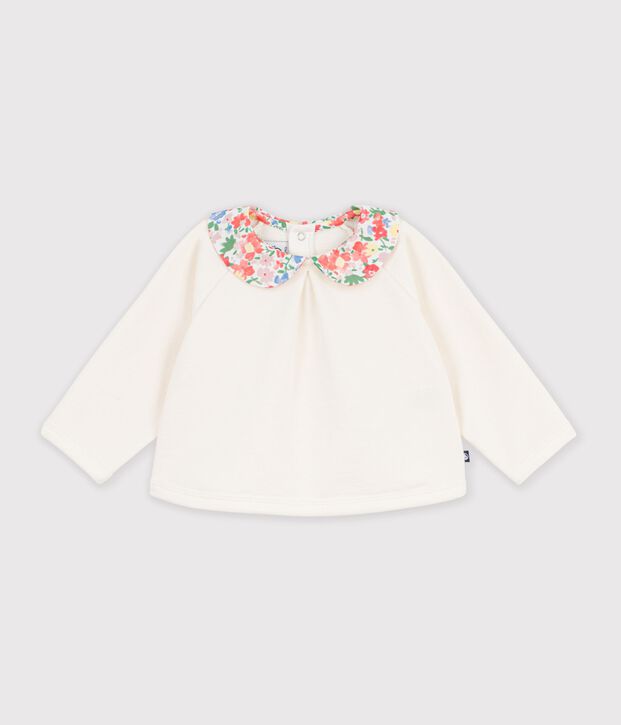 Sudadera lisa de algod&oacute;n con cuello estampado para beb&eacute; MILK